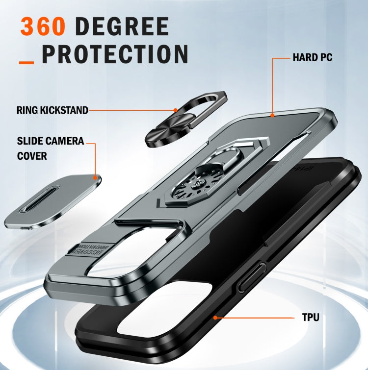 For iPhone 14 Pro Pioneer Armor Sliding Camshield Phone Case