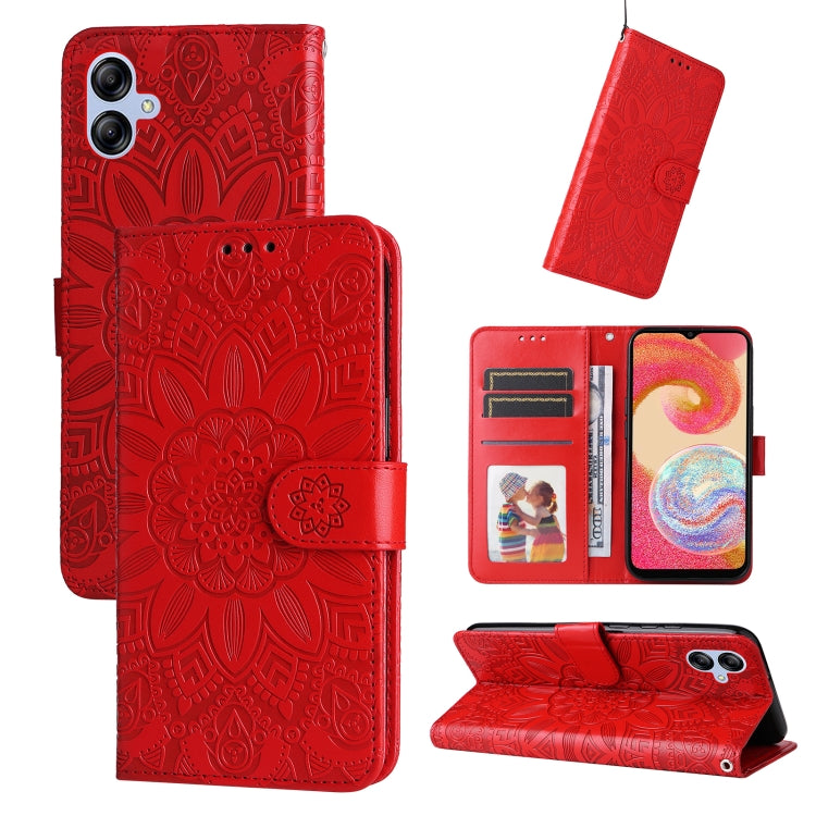 For Samsung Galaxy A04e Embossed Sunflower Leather Phone Case