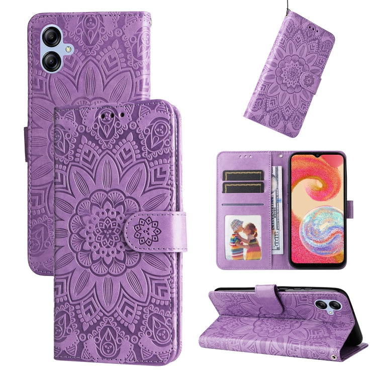 For Samsung Galaxy A04e Embossed Sunflower Leather Phone Case
