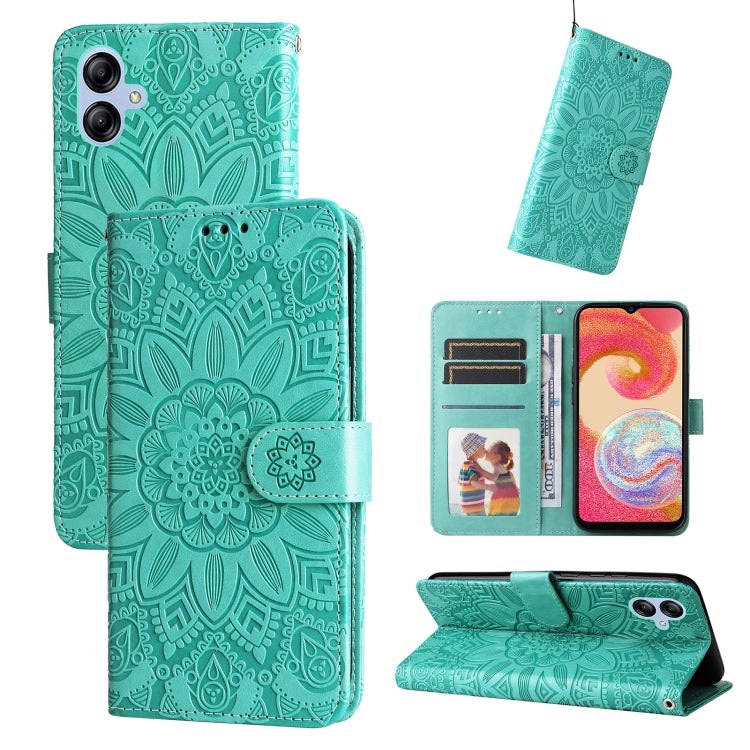 For Samsung Galaxy A04e Embossed Sunflower Leather Phone Case
