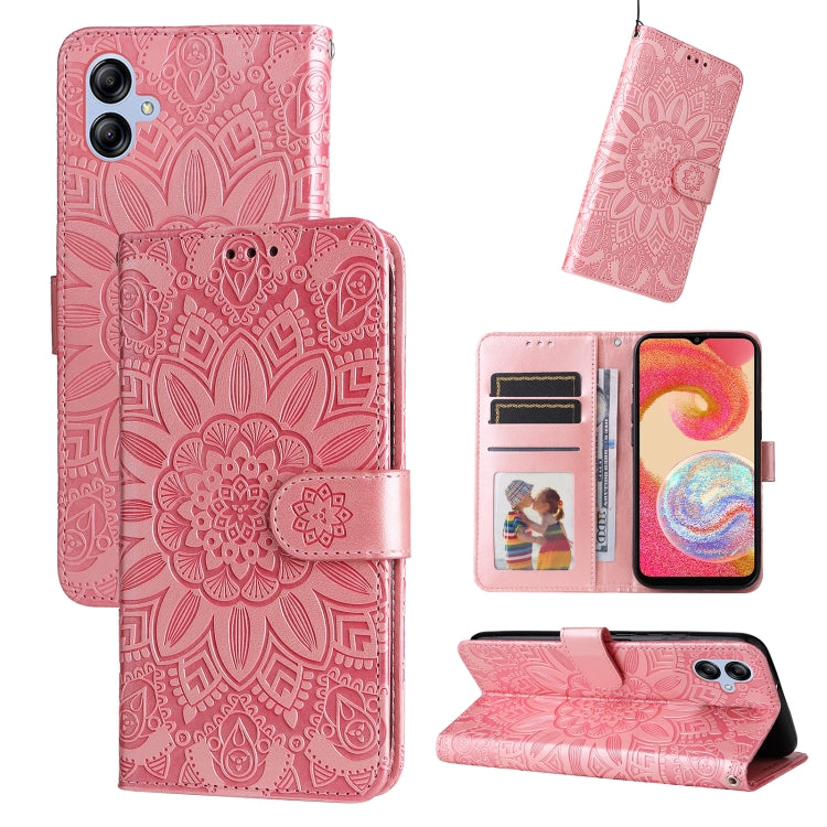 For Samsung Galaxy A04e Embossed Sunflower Leather Phone Case