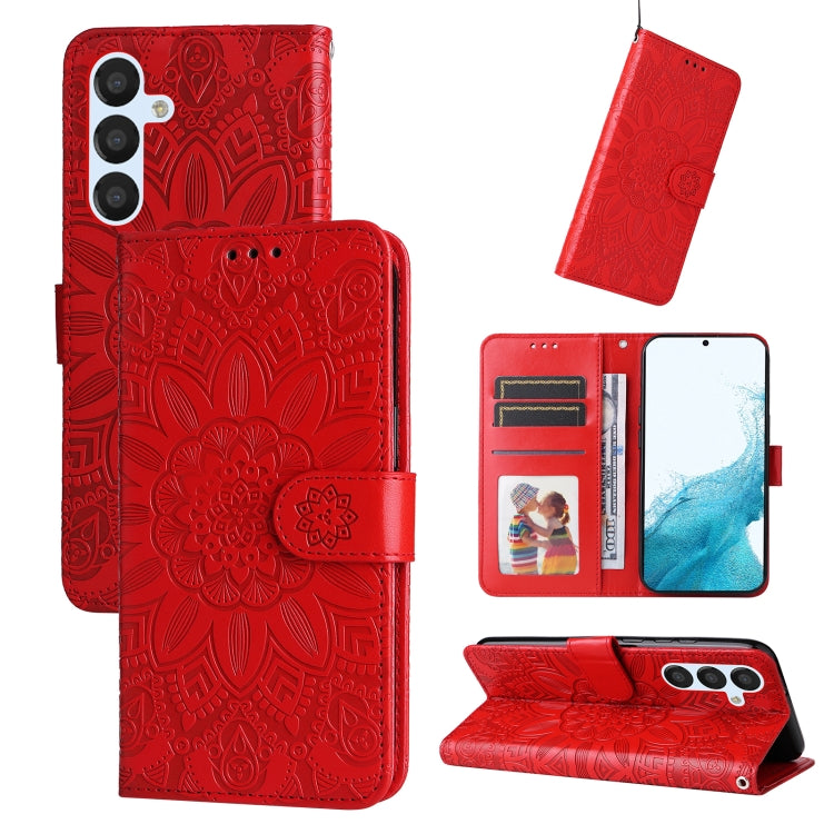 For Samsung Galaxy A34 5G Embossed Sunflower Leather Phone Case