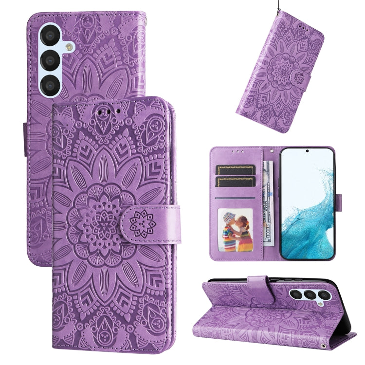 For Samsung Galaxy A34 5G Embossed Sunflower Leather Phone Case