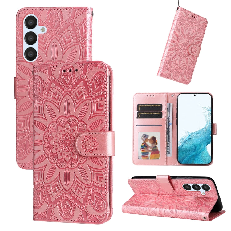 For Samsung Galaxy A34 5G Embossed Sunflower Leather Phone Case