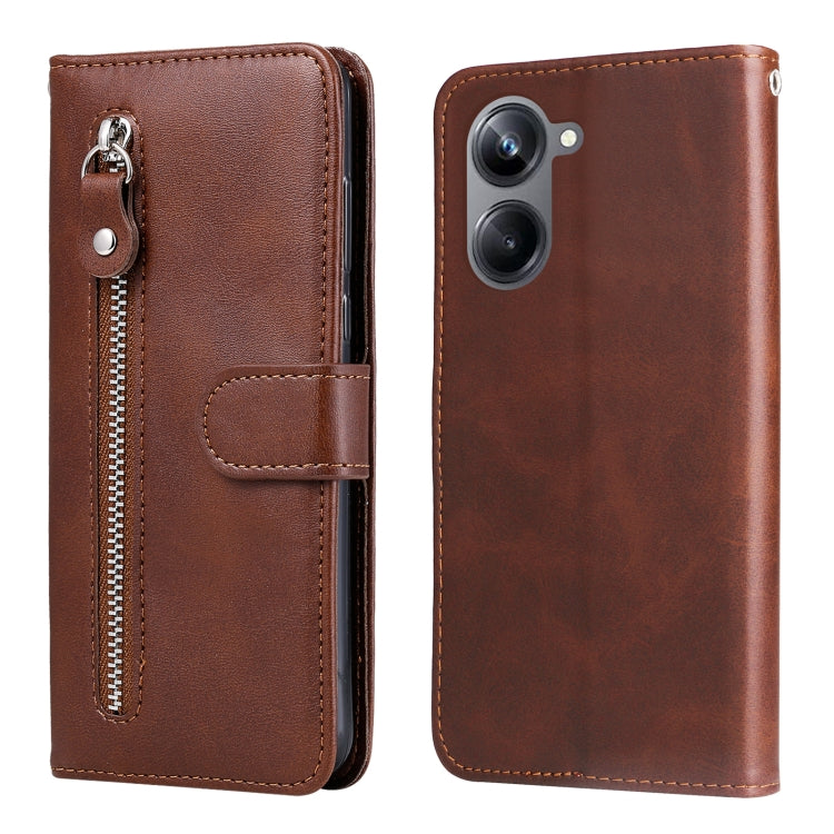 For Realme 10 4G Global Calf Texture Zipper Leather Phone Case