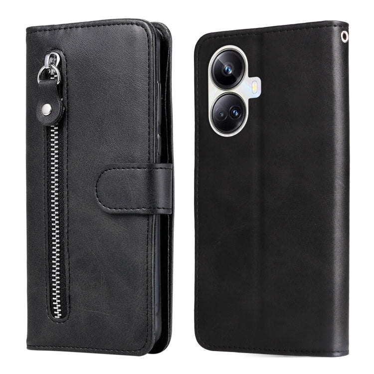 For Realme 10 Pro+ 5G Calf Texture Zipper Leather Phone Case