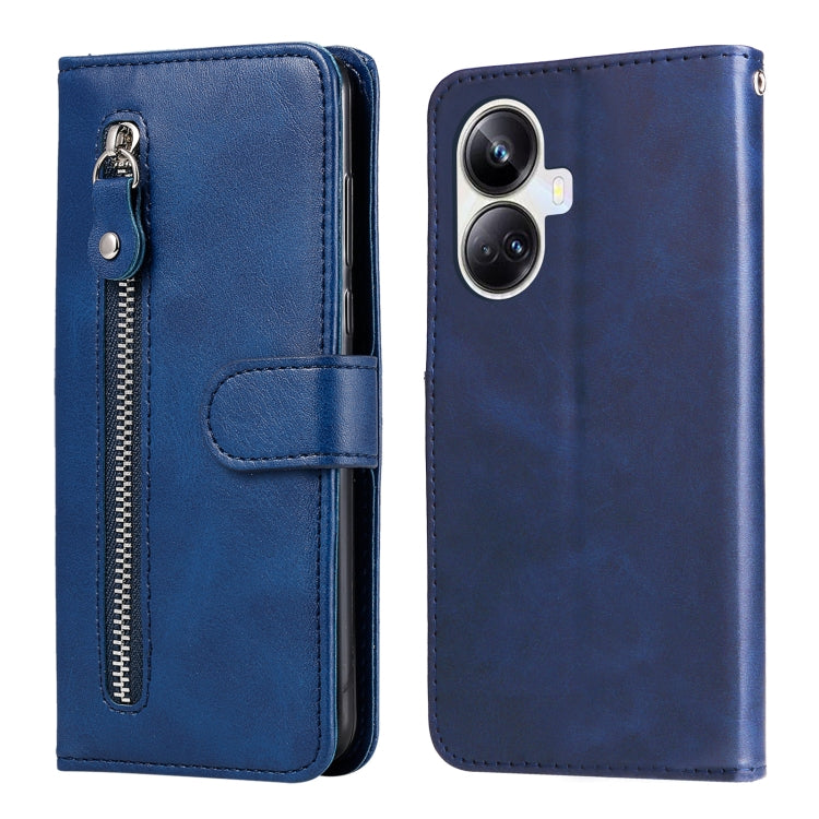 For Realme 10 Pro+ 5G Calf Texture Zipper Leather Phone Case