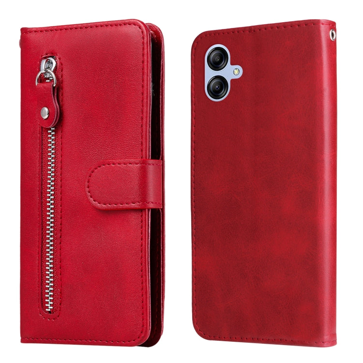 For Samsung Galaxy A04e Calf Texture Zipper Leather Phone Case