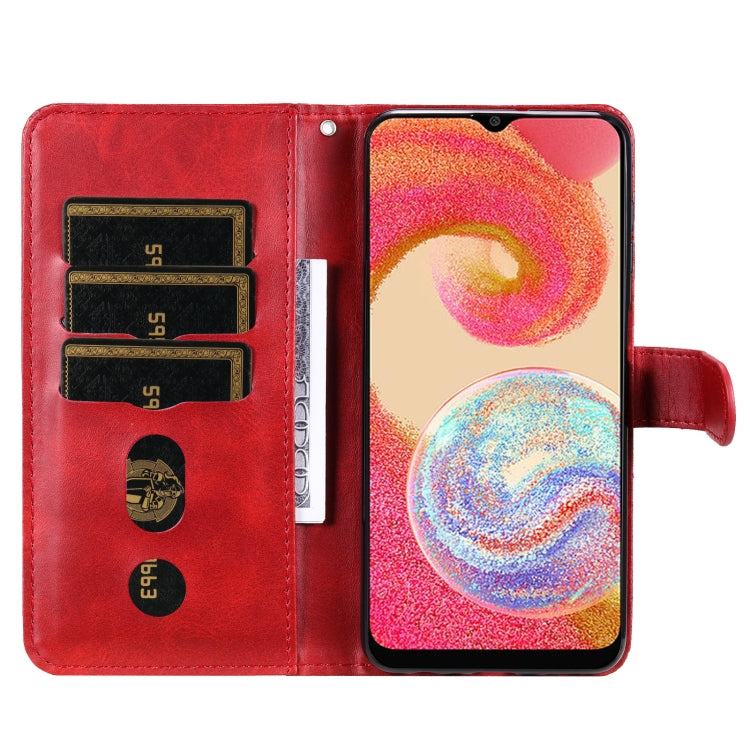 For Samsung Galaxy A04e Calf Texture Zipper Leather Phone Case