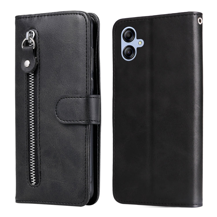 For Samsung Galaxy A04e Calf Texture Zipper Leather Phone Case
