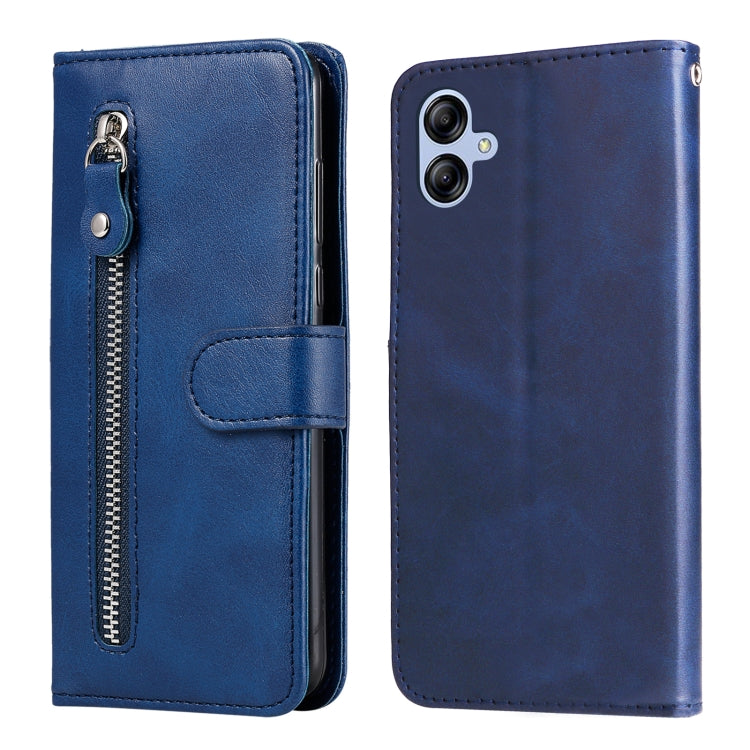 For Samsung Galaxy A04e Calf Texture Zipper Leather Phone Case