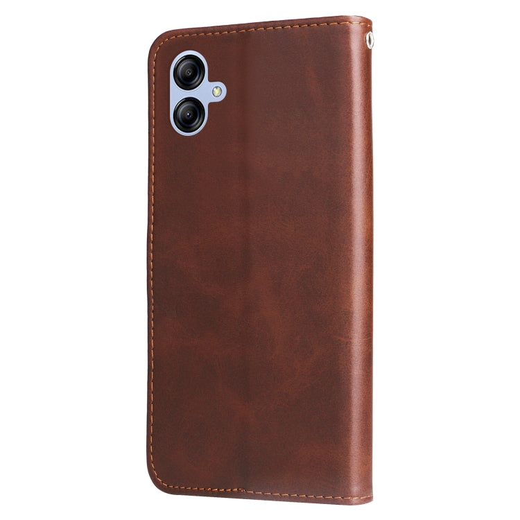 For Samsung Galaxy A04e Calf Texture Zipper Leather Phone Case