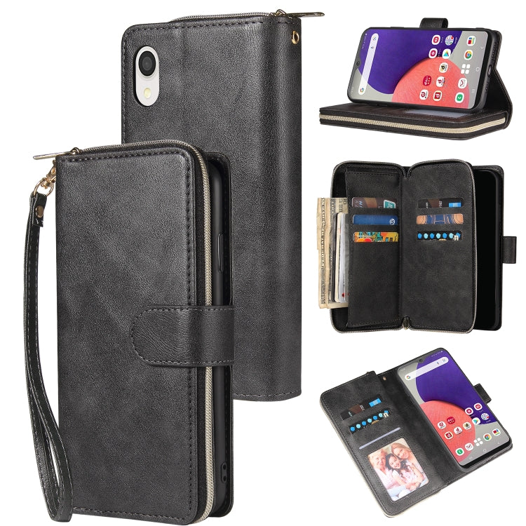 For Samsung Galaxy A22e 5G 9 Card Slots Zipper Wallet Bag Leather Phone Case