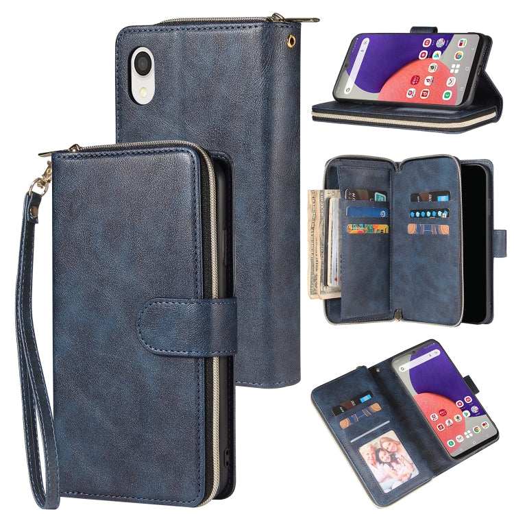 For Samsung Galaxy A22e 5G 9 Card Slots Zipper Wallet Bag Leather Phone Case
