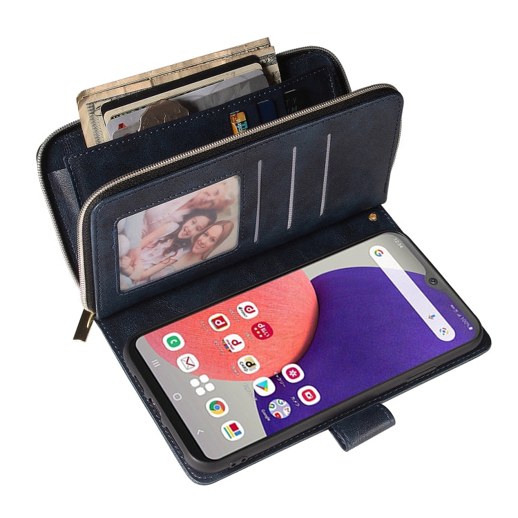 For Samsung Galaxy A22e 5G 9 Card Slots Zipper Wallet Bag Leather Phone Case