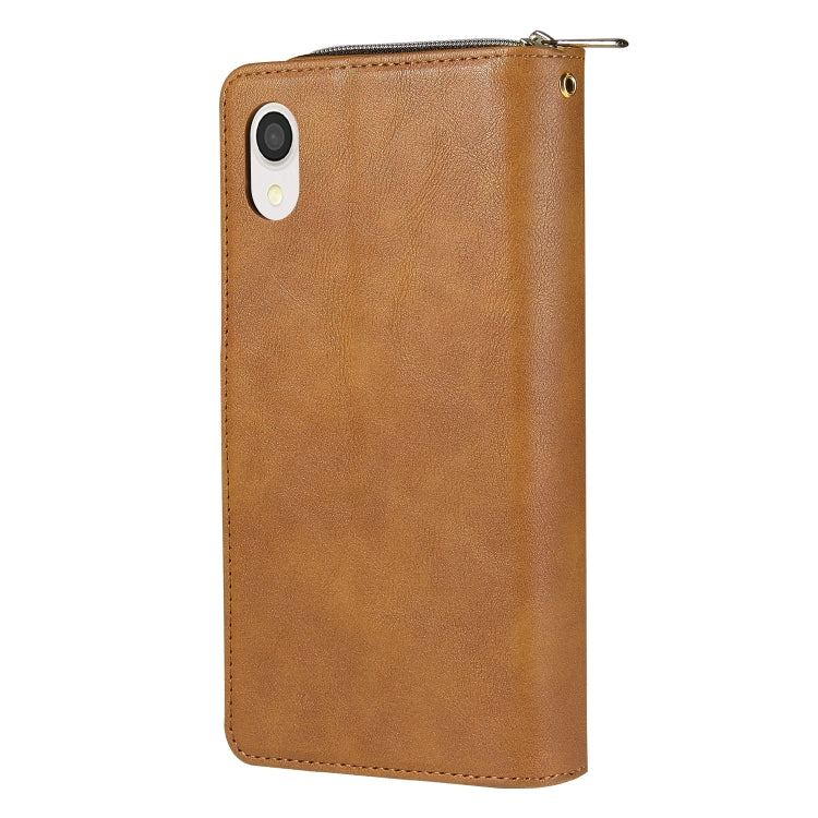 For Samsung Galaxy A22e 5G 9 Card Slots Zipper Wallet Bag Leather Phone Case