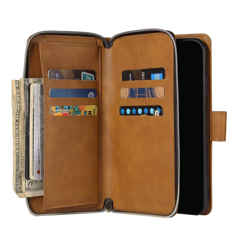 For Samsung Galaxy A22e 5G 9 Card Slots Zipper Wallet Bag Leather Phone Case