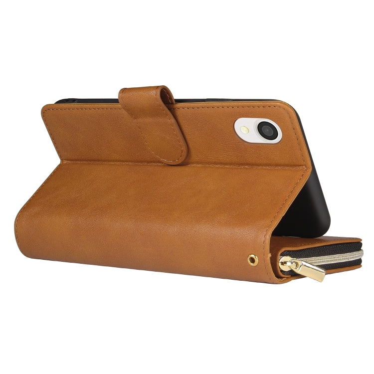For Samsung Galaxy A22e 5G 9 Card Slots Zipper Wallet Bag Leather Phone Case