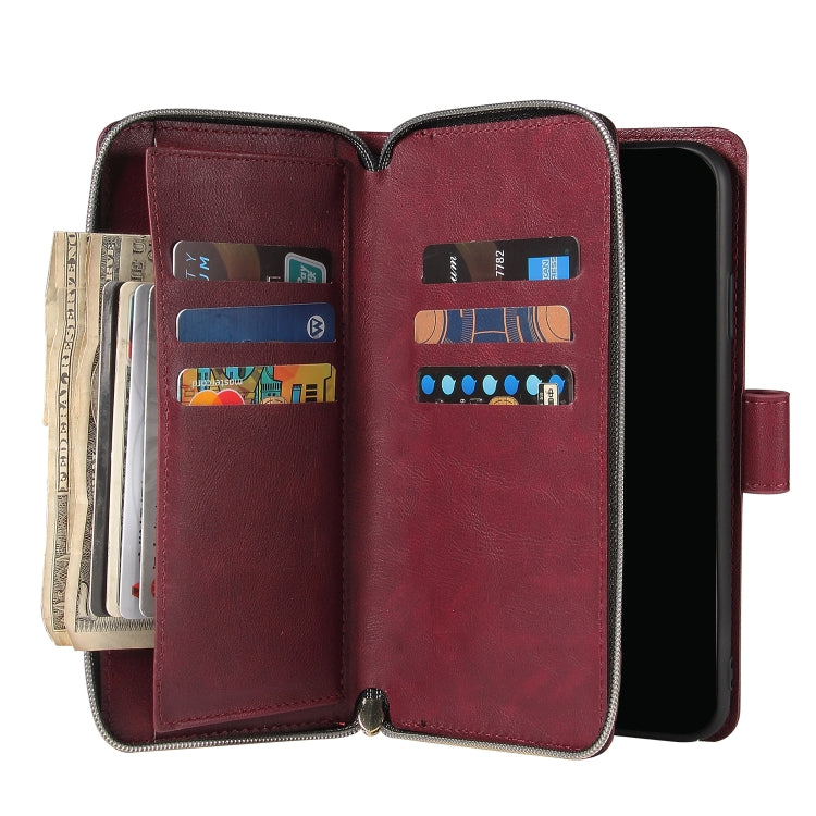 For Samsung Galaxy A22e 5G 9 Card Slots Zipper Wallet Bag Leather Phone Case