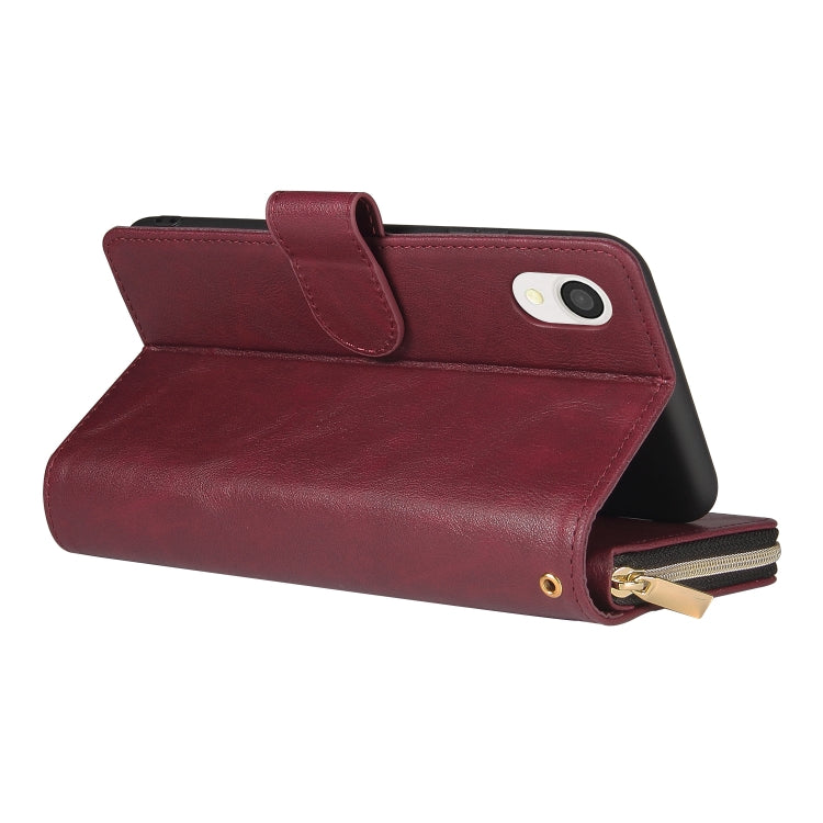 For Samsung Galaxy A22e 5G 9 Card Slots Zipper Wallet Bag Leather Phone Case