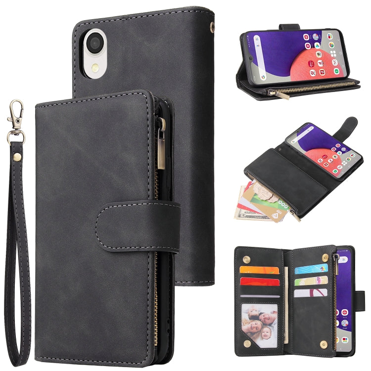 For Samsung Galaxy A22e 5G Multifunctional Frosted Zipper Wallet Leather Phone Case