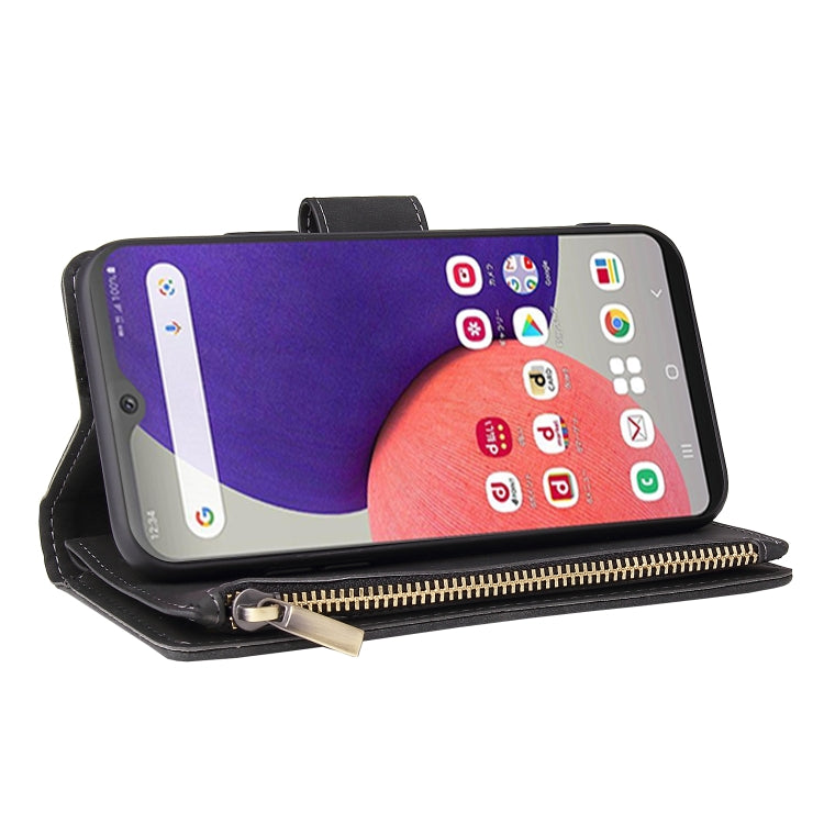 For Samsung Galaxy A22e 5G Multifunctional Frosted Zipper Wallet Leather Phone Case