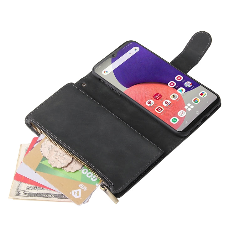 For Samsung Galaxy A22e 5G Multifunctional Frosted Zipper Wallet Leather Phone Case