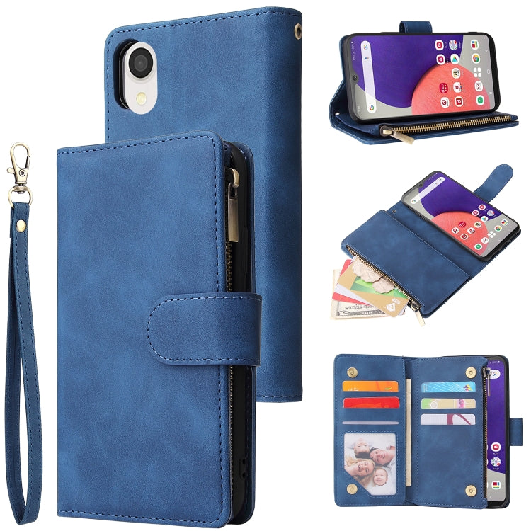 For Samsung Galaxy A22e 5G Multifunctional Frosted Zipper Wallet Leather Phone Case