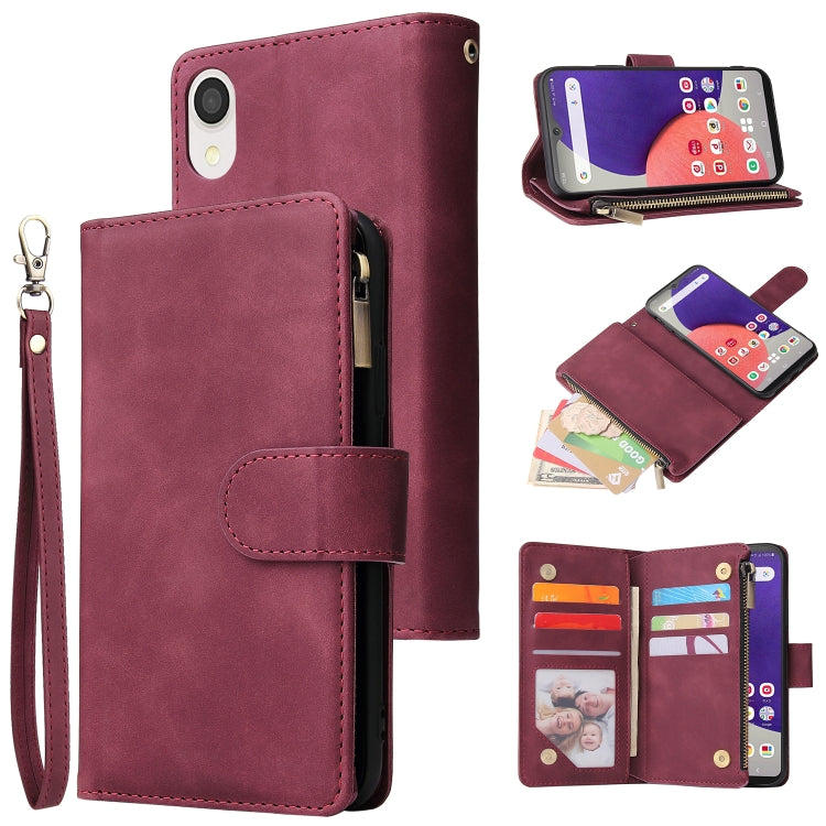 For Samsung Galaxy A22e 5G Multifunctional Frosted Zipper Wallet Leather Phone Case
