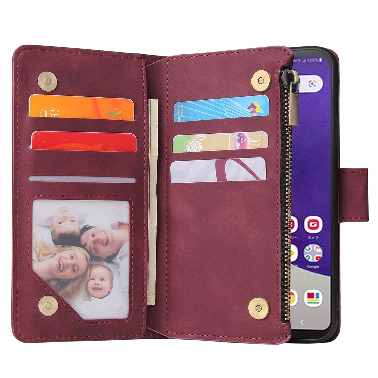 For Samsung Galaxy A22e 5G Multifunctional Frosted Zipper Wallet Leather Phone Case