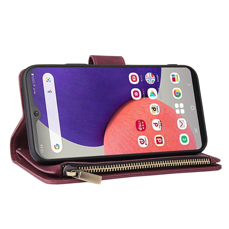 For Samsung Galaxy A22e 5G Multifunctional Frosted Zipper Wallet Leather Phone Case