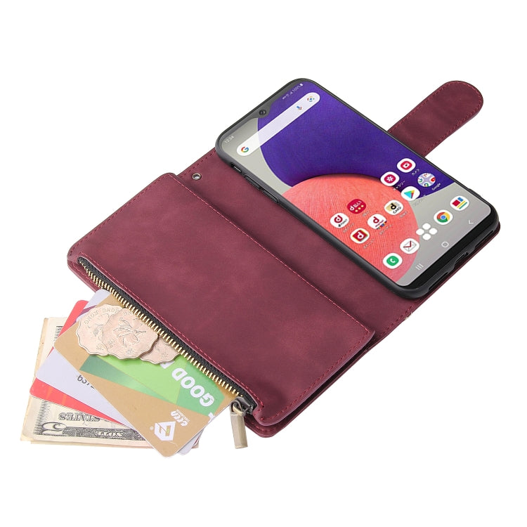 For Samsung Galaxy A22e 5G Multifunctional Frosted Zipper Wallet Leather Phone Case