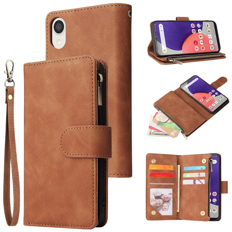 For Samsung Galaxy A22e 5G Multifunctional Frosted Zipper Wallet Leather Phone Case