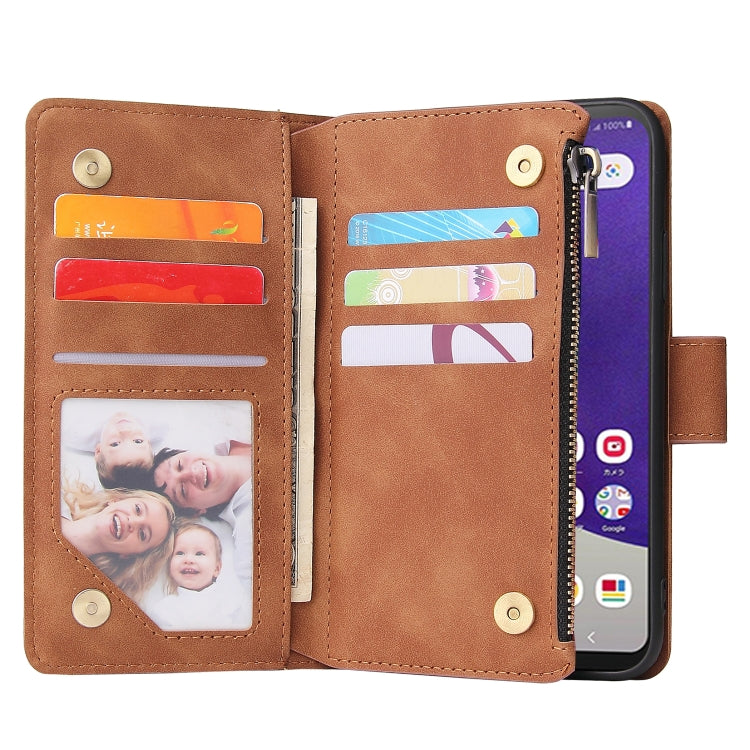 For Samsung Galaxy A22e 5G Multifunctional Frosted Zipper Wallet Leather Phone Case