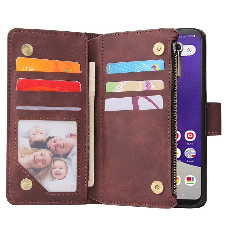 For Samsung Galaxy A22e 5G Multifunctional Frosted Zipper Wallet Leather Phone Case