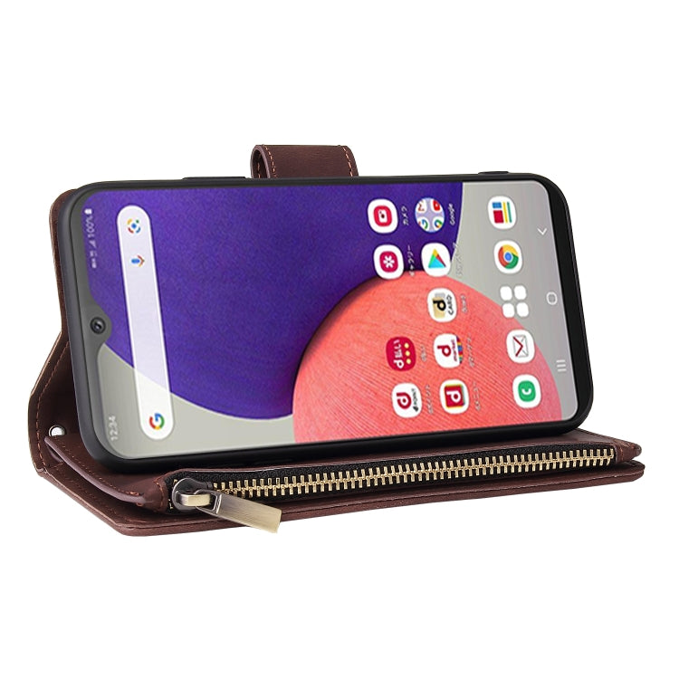 For Samsung Galaxy A22e 5G Multifunctional Frosted Zipper Wallet Leather Phone Case