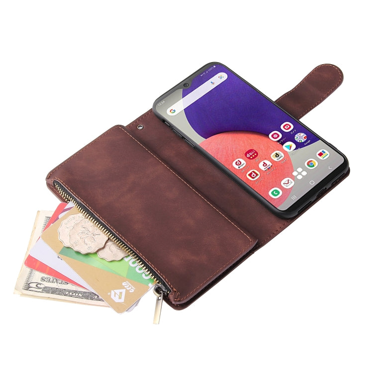For Samsung Galaxy A22e 5G Multifunctional Frosted Zipper Wallet Leather Phone Case