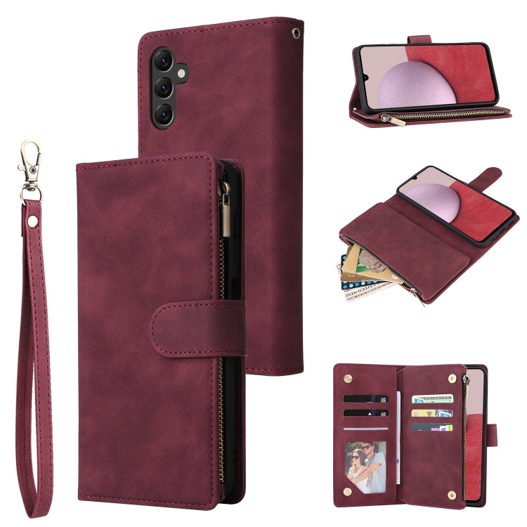 For Samsung Galaxy A14 5G Multifunctional Frosted Zipper Wallet Leather Phone Case