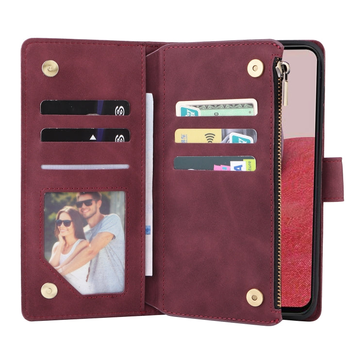 For Samsung Galaxy A14 5G Multifunctional Frosted Zipper Wallet Leather Phone Case