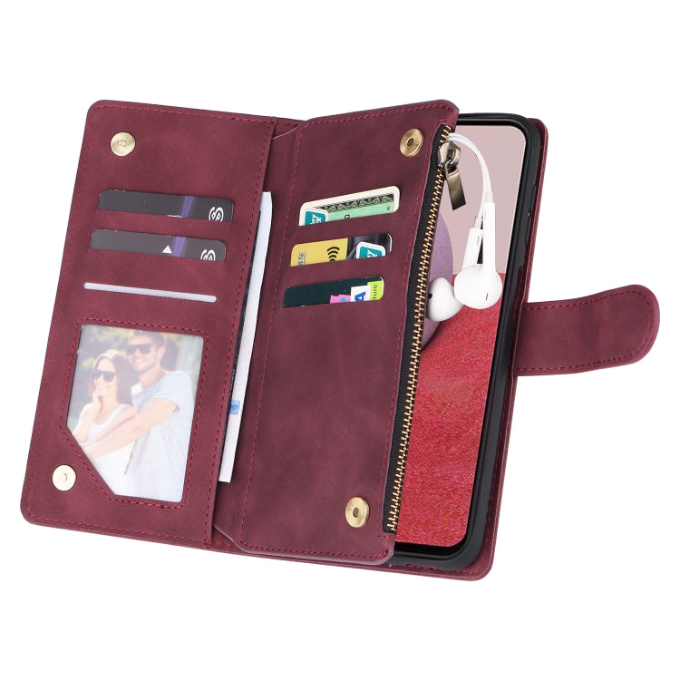For Samsung Galaxy A14 5G Multifunctional Frosted Zipper Wallet Leather Phone Case