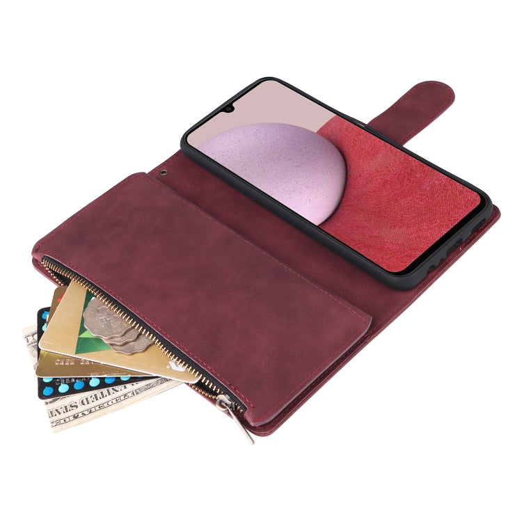 For Samsung Galaxy A14 5G Multifunctional Frosted Zipper Wallet Leather Phone Case