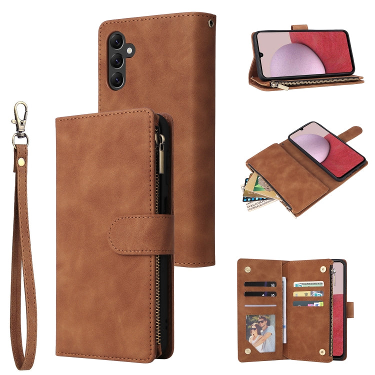 For Samsung Galaxy A14 5G Multifunctional Frosted Zipper Wallet Leather Phone Case