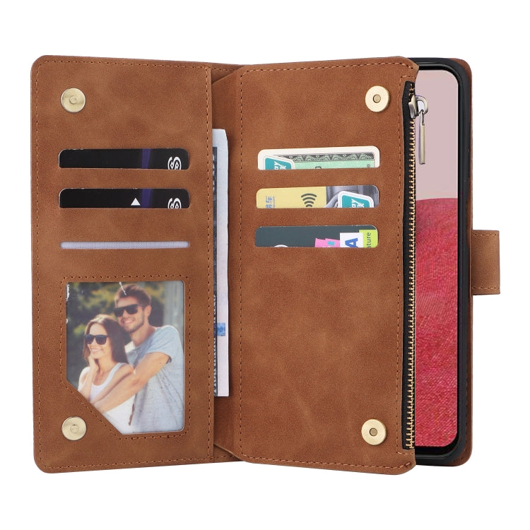 For Samsung Galaxy A14 5G Multifunctional Frosted Zipper Wallet Leather Phone Case