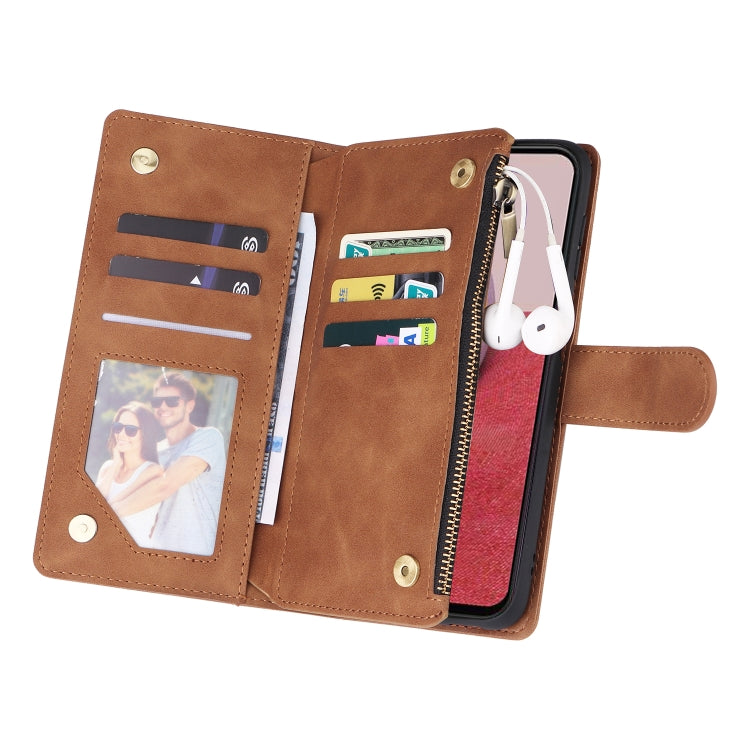 For Samsung Galaxy A14 5G Multifunctional Frosted Zipper Wallet Leather Phone Case