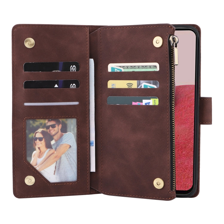 For Samsung Galaxy A14 5G Multifunctional Frosted Zipper Wallet Leather Phone Case