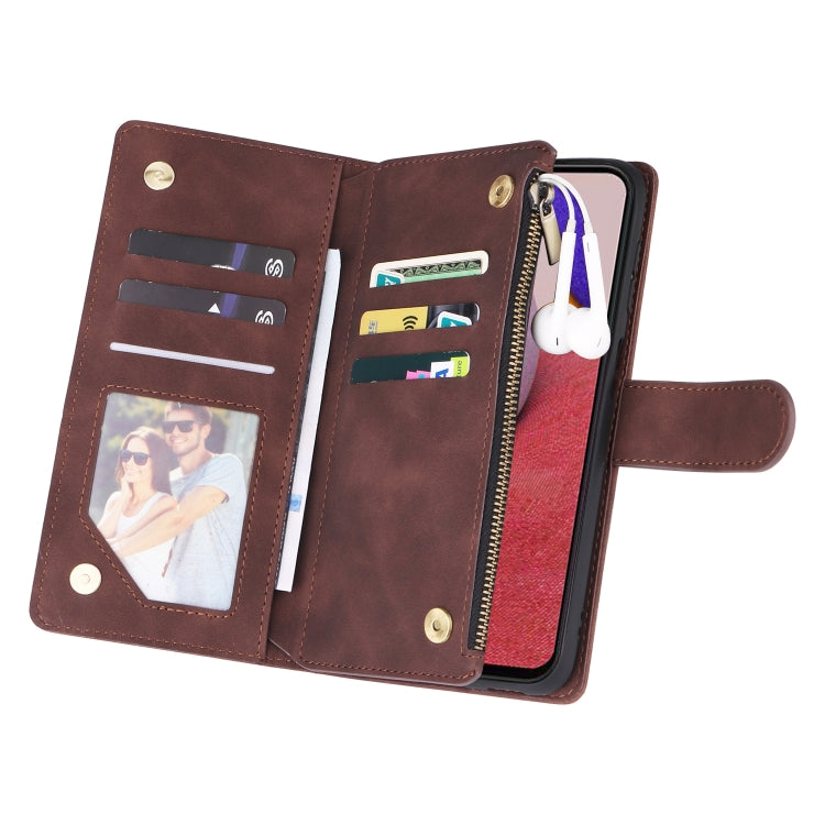 For Samsung Galaxy A14 5G Multifunctional Frosted Zipper Wallet Leather Phone Case