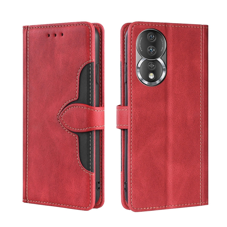 For Honor 80 Skin Feel Magnetic Buckle Leather Phone Case
