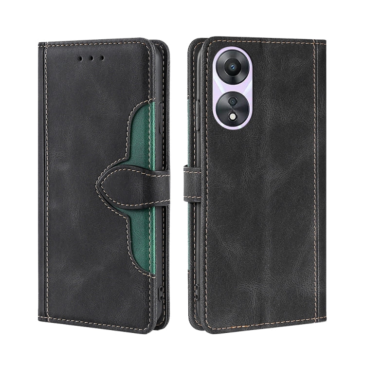For OPPO A58 5G Skin Feel Magnetic Buckle Leather Phone Case