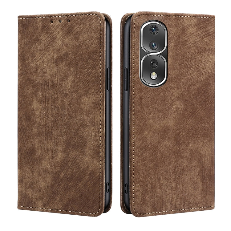 For Honor 80 Pro RFID Anti-theft Brush Magnetic Leather Phone Case