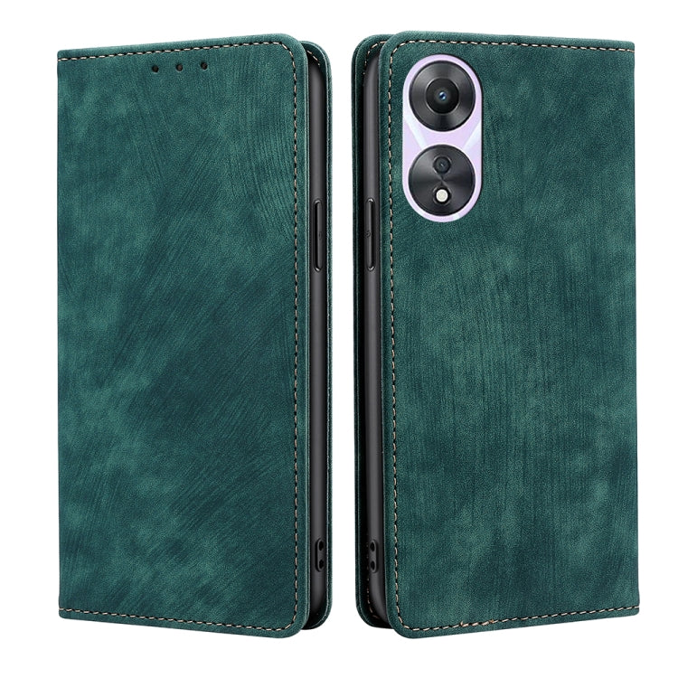 For OPPO A58 5G RFID Anti-theft Brush Magnetic Leather Phone Case